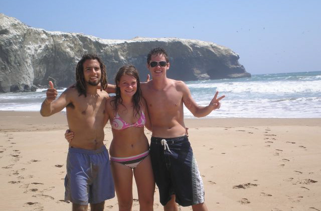 Brother Andre students - Matt, Barbara and Chris - at the local beach